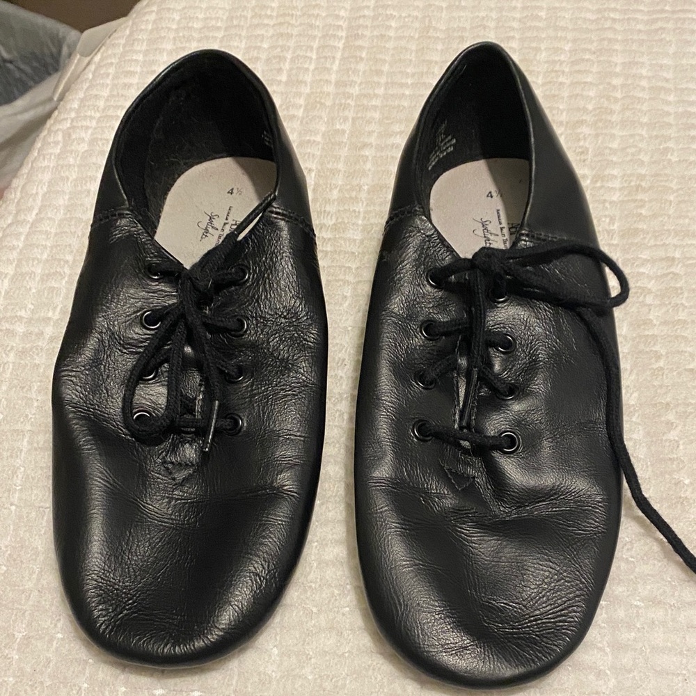 Kids Black Leather Ballet Shoes